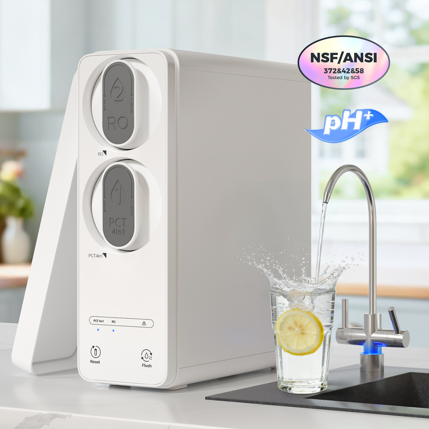 Ecoviva ER600 Tankless Reverse Osmosis System Efficient Water Purification, Water Saving, Easy Maintenance, White