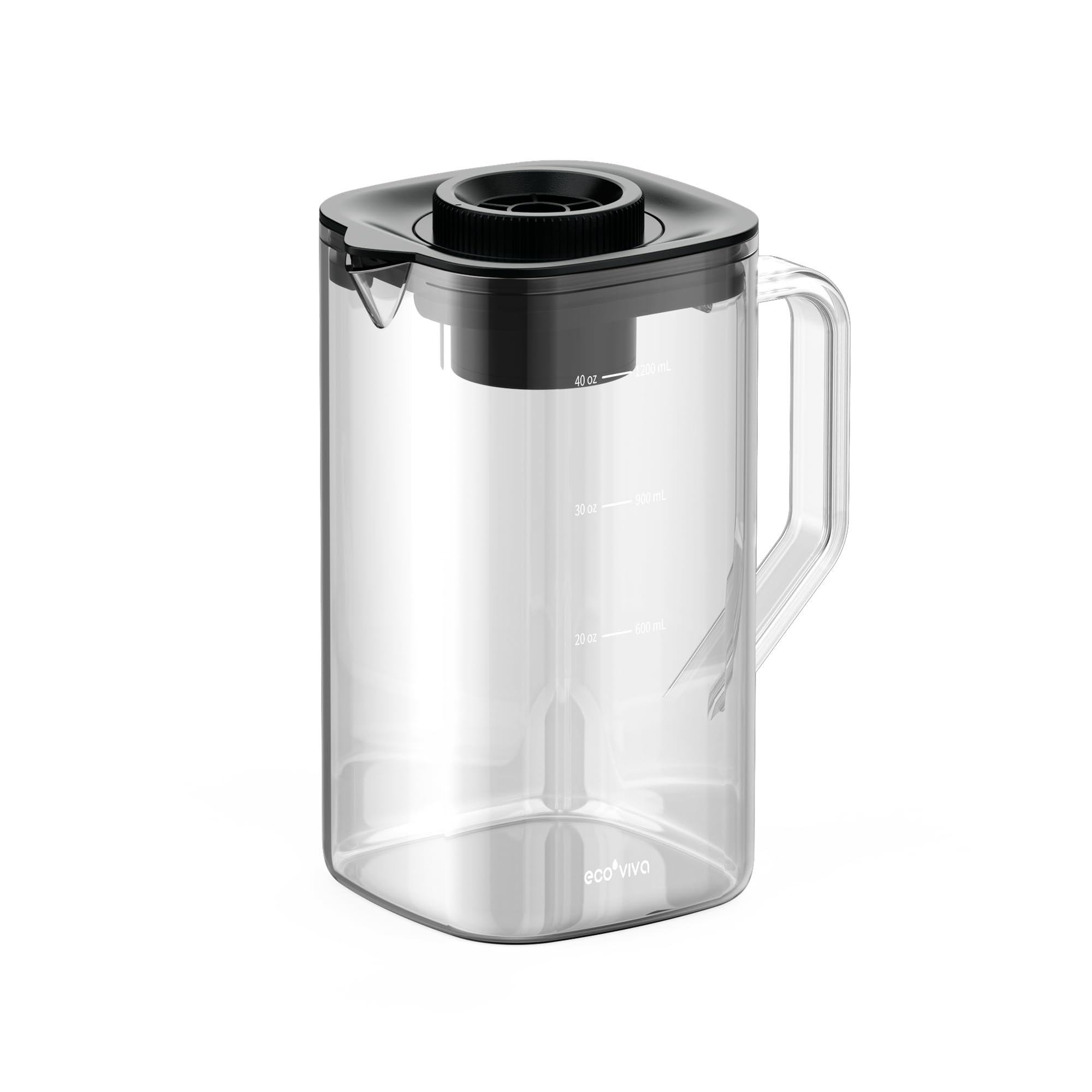 Ecoviva Mate 5 Glass Water Filter Pitcher, 40 oz Glass Carafe Replacement