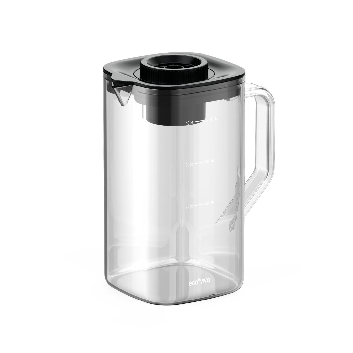 Ecoviva Mate 5 Glass Water Filter Pitcher, 40 oz Glass Carafe Replacement