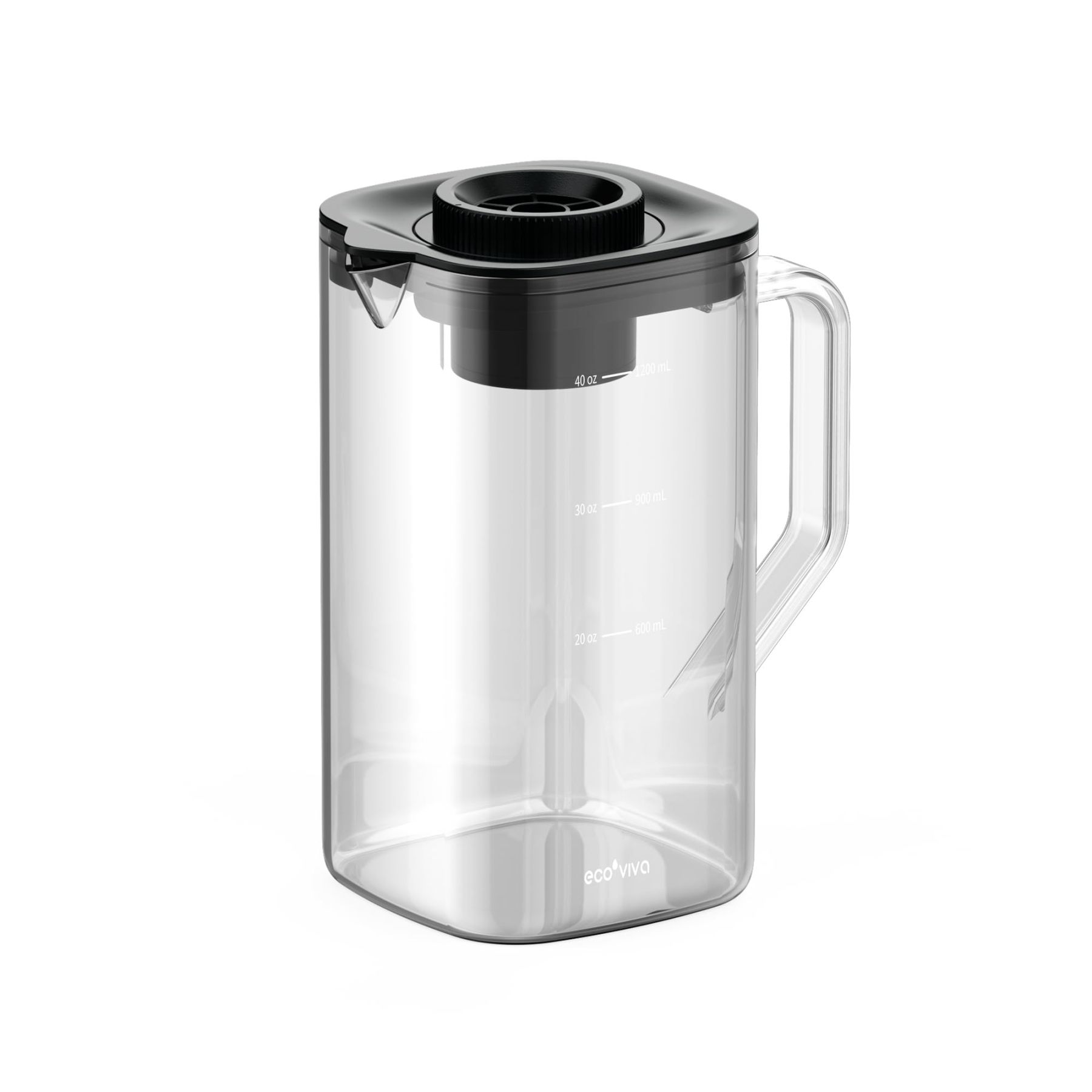 Ecoviva Mate 5 Glass Water Filter Pitcher, 40 oz Glass Carafe Replacement
