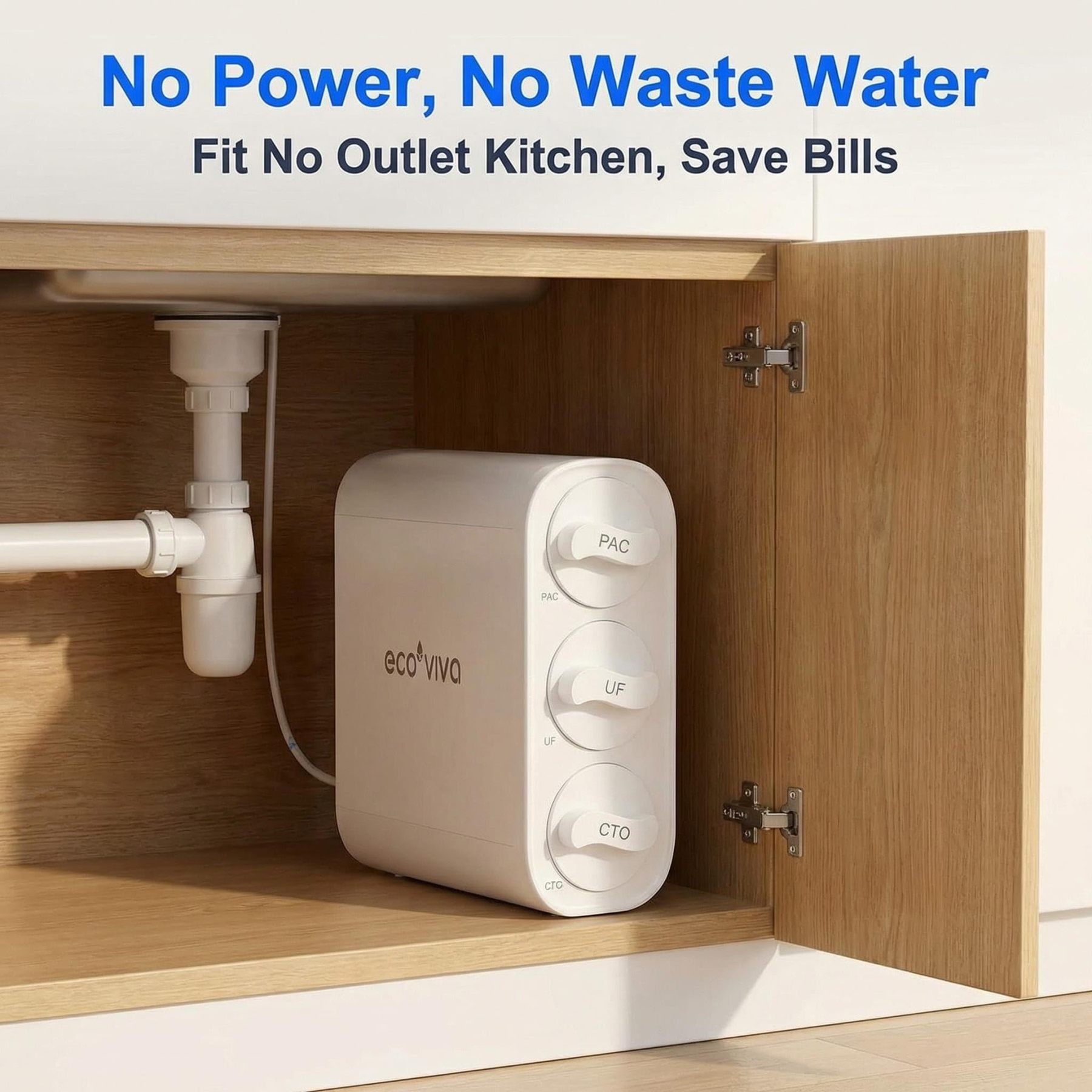 0.01μm Ultra-Filtration Under Sink Tankless Water Filter System 800G