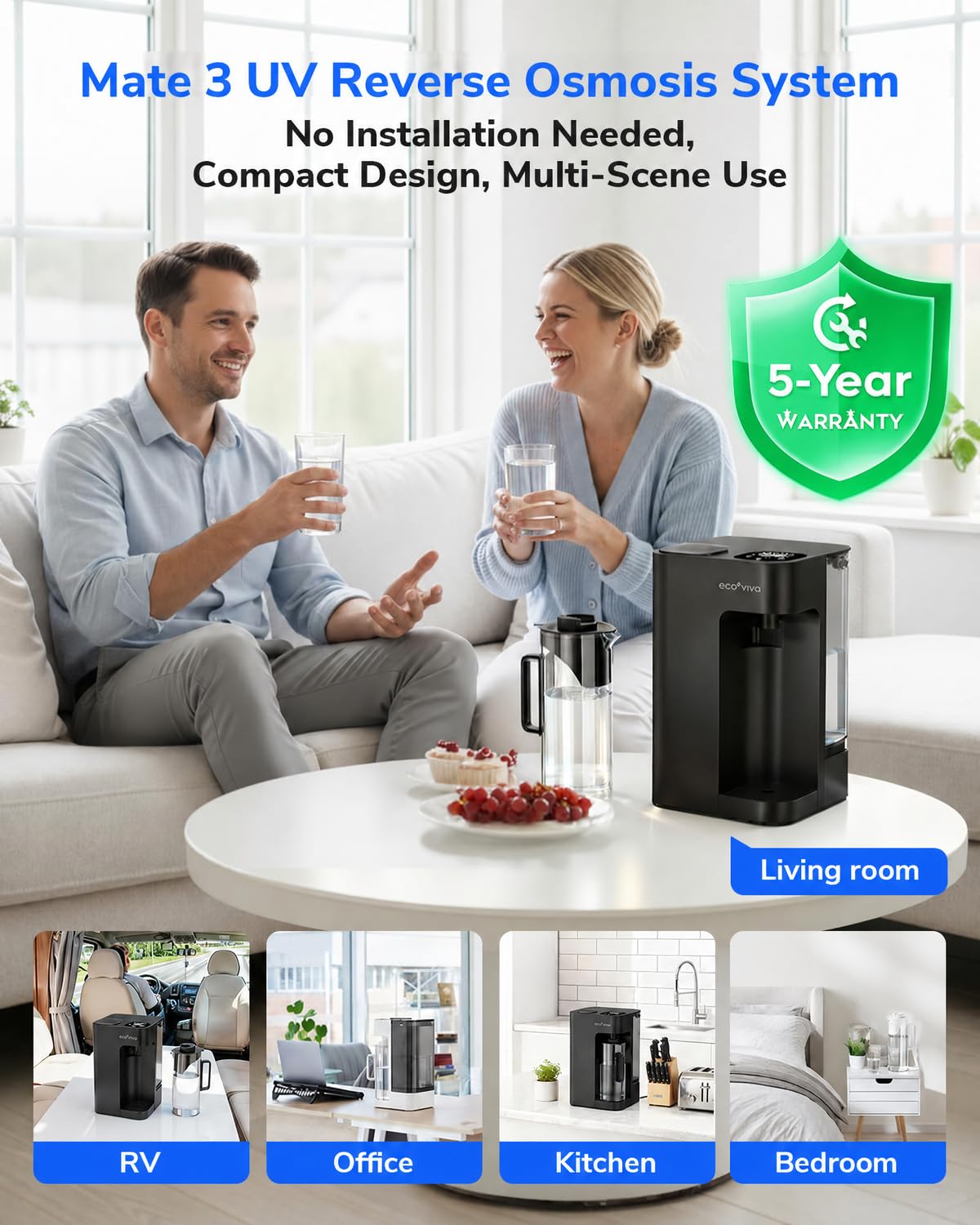 Mate 3 UV Reverse Osmosis Water Filter Countertop – Ecoviva