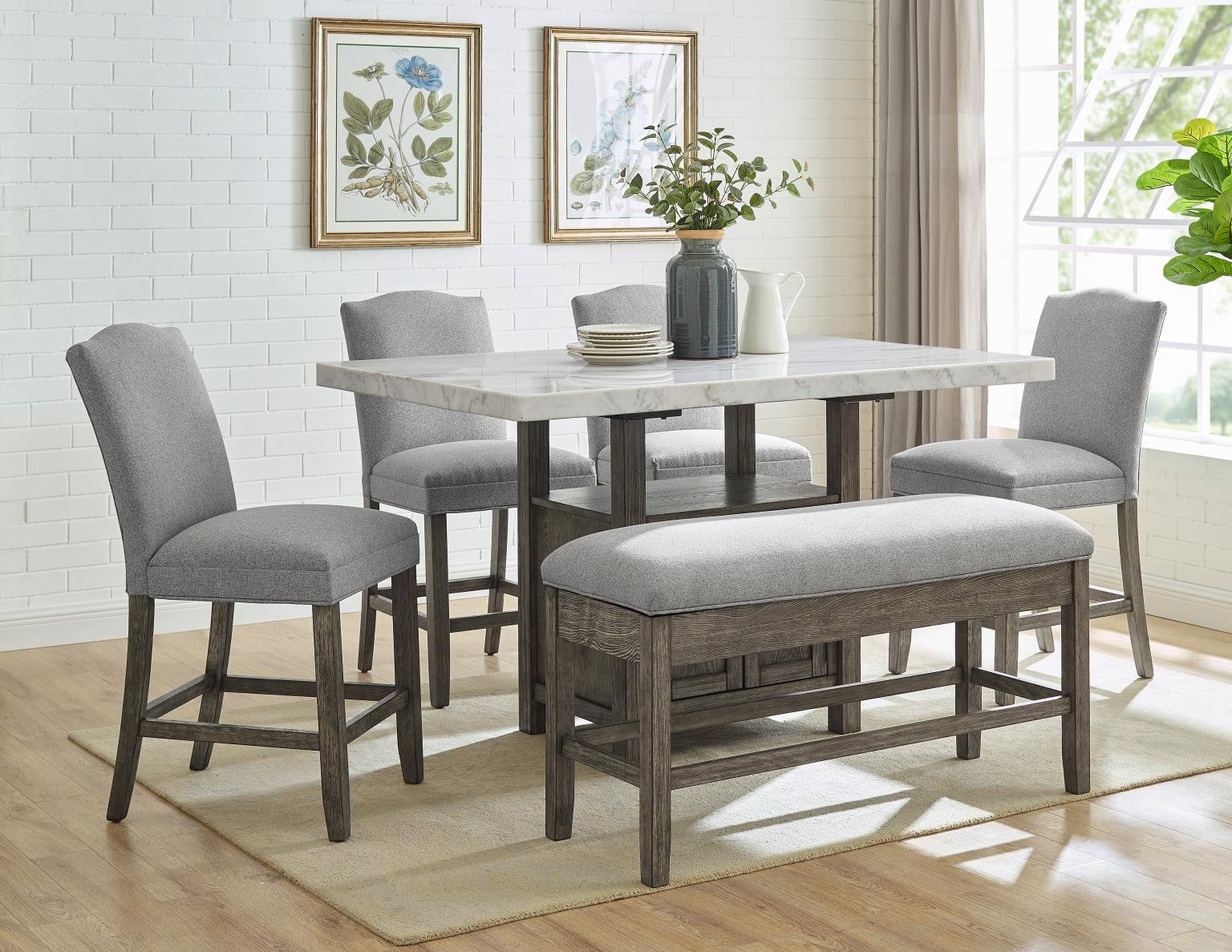 Farmhouse Reimagined 652-DR-O6TRS Opt 6 Piece Trestle Table Set