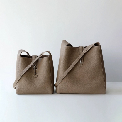 Genuine Leather Shoulder Bags, Casual Style Leather Tote Bag, Minimal Design Handbag