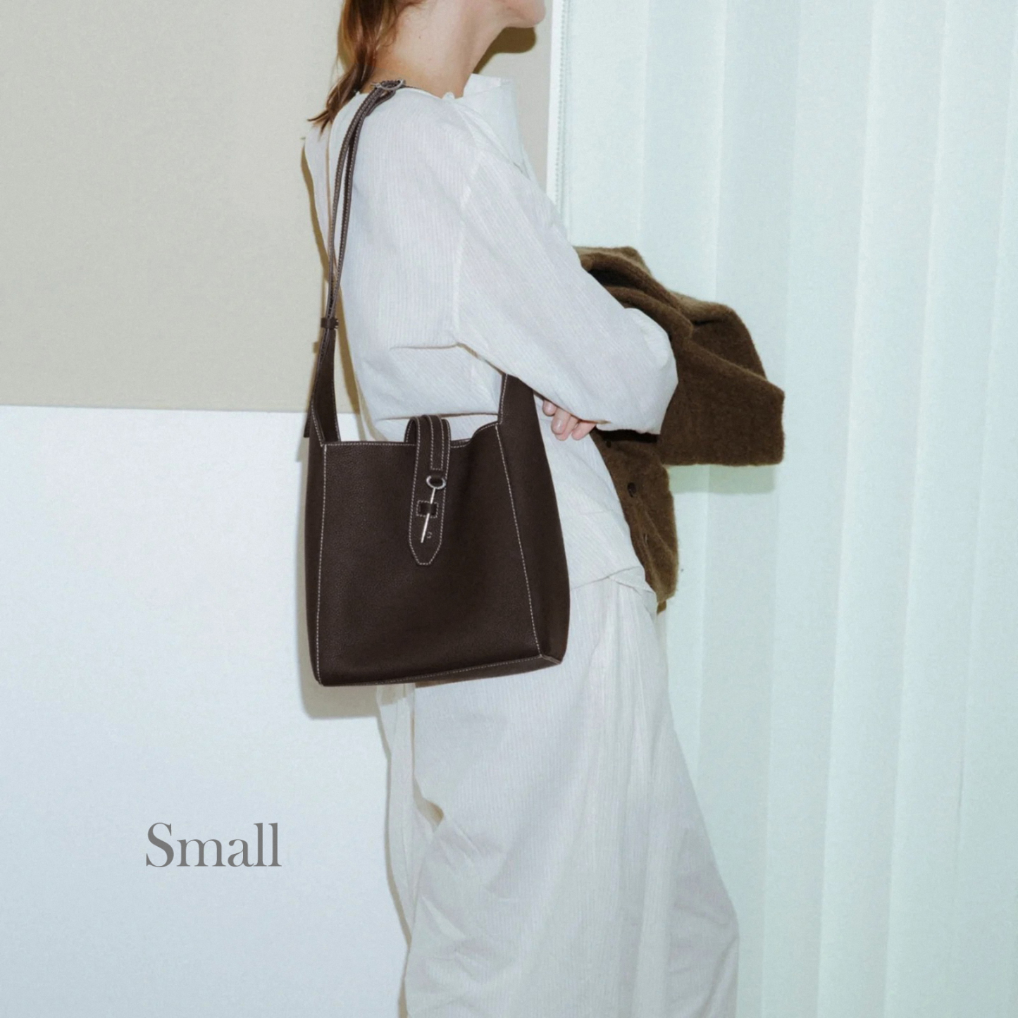 Genuine Leather Shoulder Bags, Casual Style Leather Tote Bag, Minimal Design Handbag