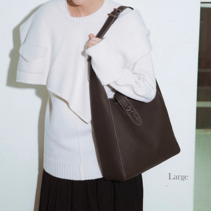 Genuine Leather Shoulder Bags, Casual Style Leather Tote Bag, Minimal Design Handbag