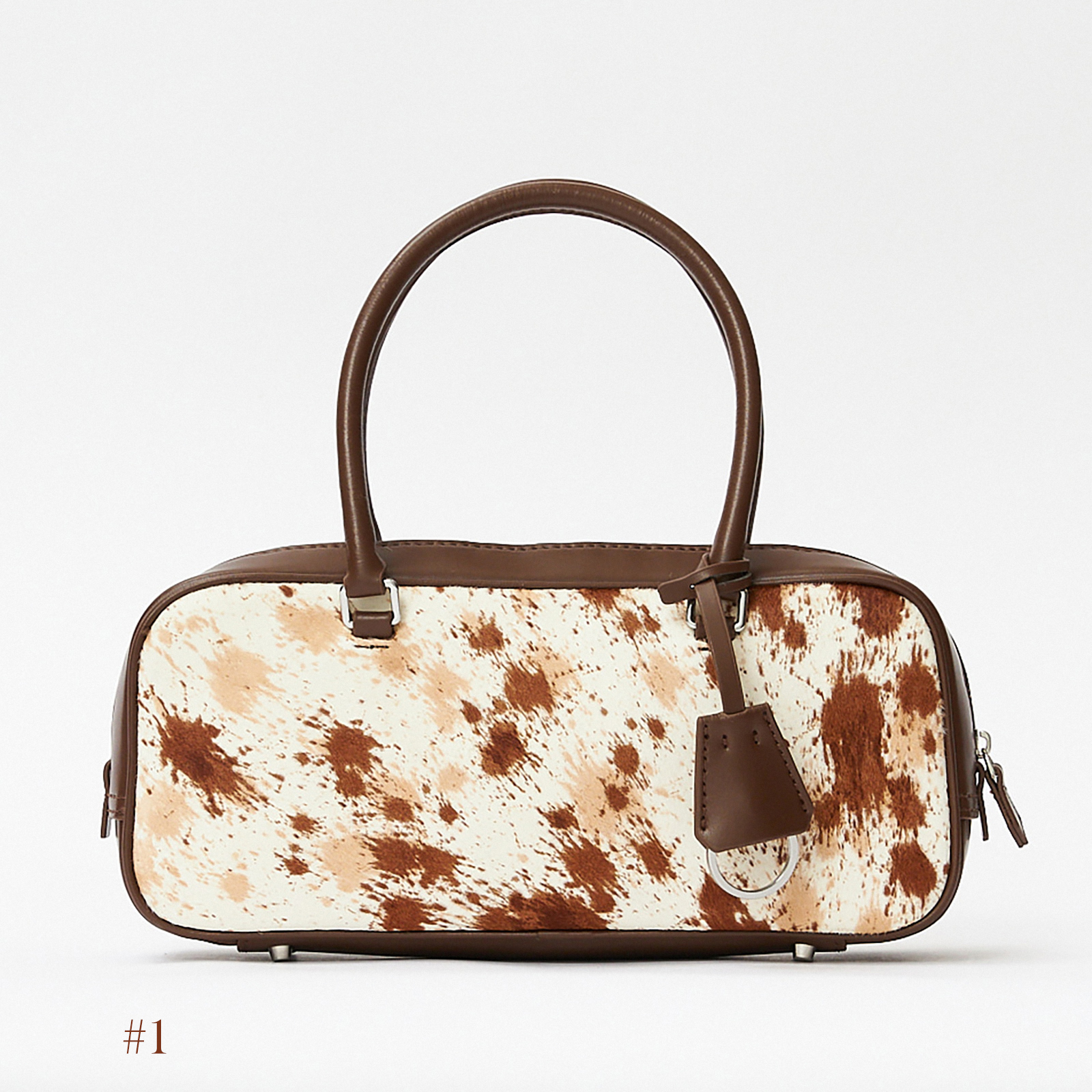 Small Leather Tote Bag, Pony Hair Leather Top Handle Bags, Women's Leather Shoulder Bag