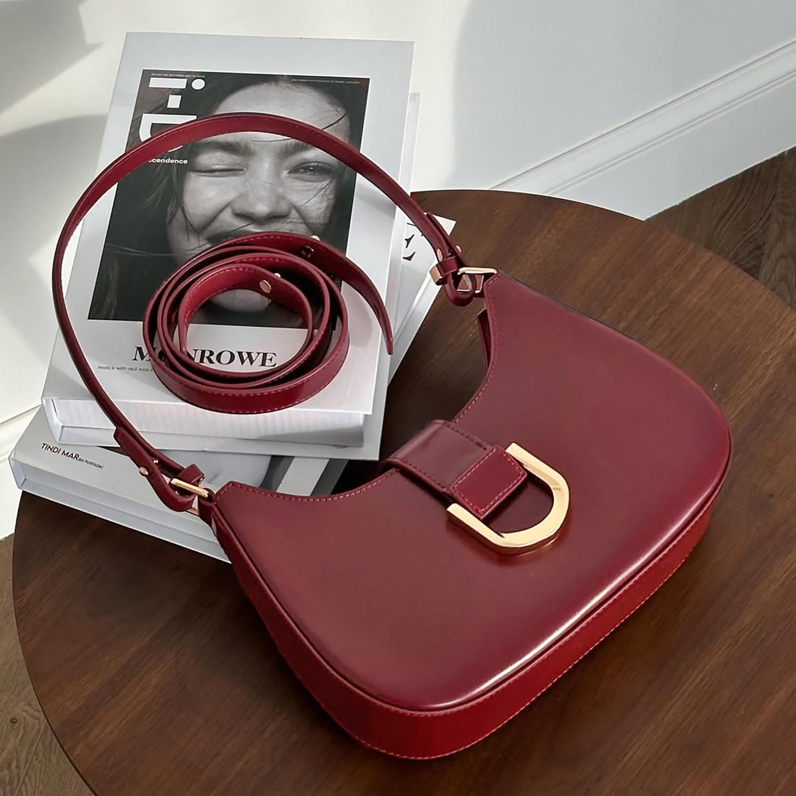 Women's Leather Shoulder Bags, Elegant Leather Purse, Minimal Design Shoulder Bag