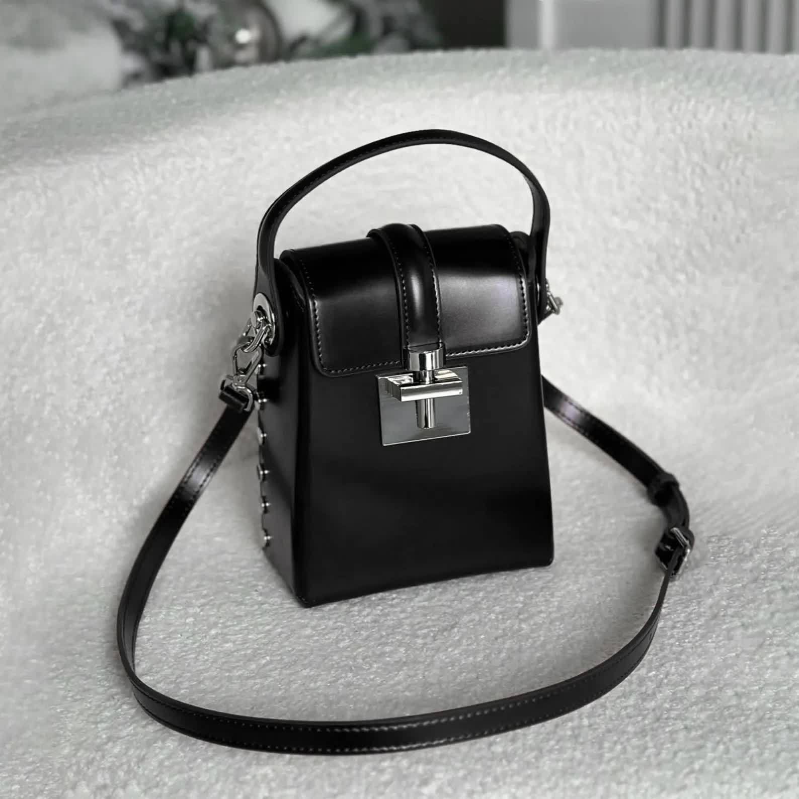 Leather Shoulder Bags, Leather Box Bag, Minimal Design Shoulder Bag