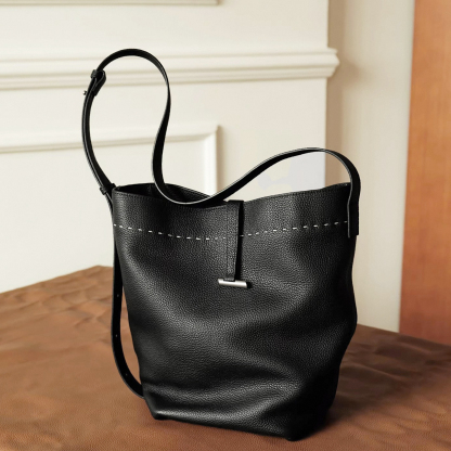 Genuine Cow Leather Tote Bag, Women's Shoulder Bag, Minimal Design Handbags