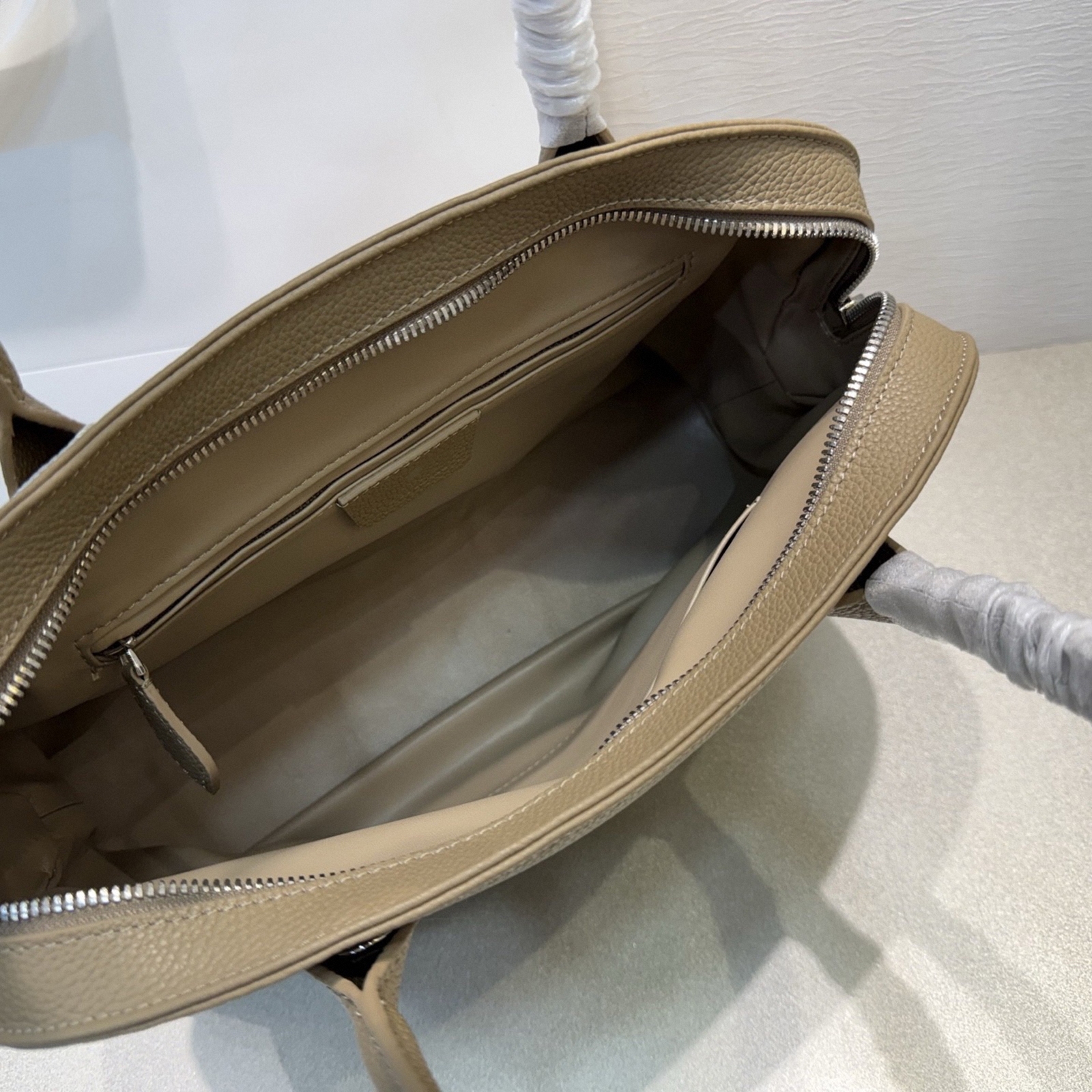 Pebbled Leather Top Handle Bag, Genuine Leather Shoulder Bags, Minimal Design Handbag