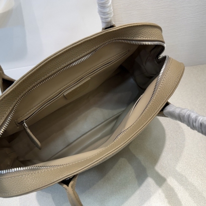 Pebbled Leather Top Handle Bag, Genuine Leather Shoulder Bags, Minimal Design Handbag