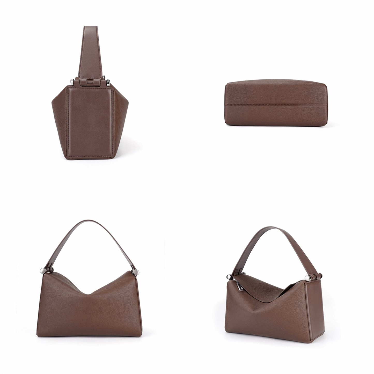 Full Grain Leather Tote Bag, Minimal Design Shoulder Bag, Leather Top Handle Bag