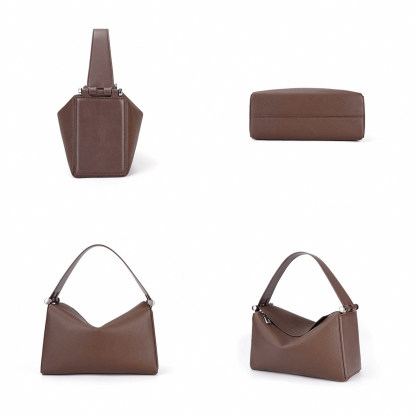 Full Grain Leather Tote Bag, Minimal Design Shoulder Bag, Leather Top Handle Bag