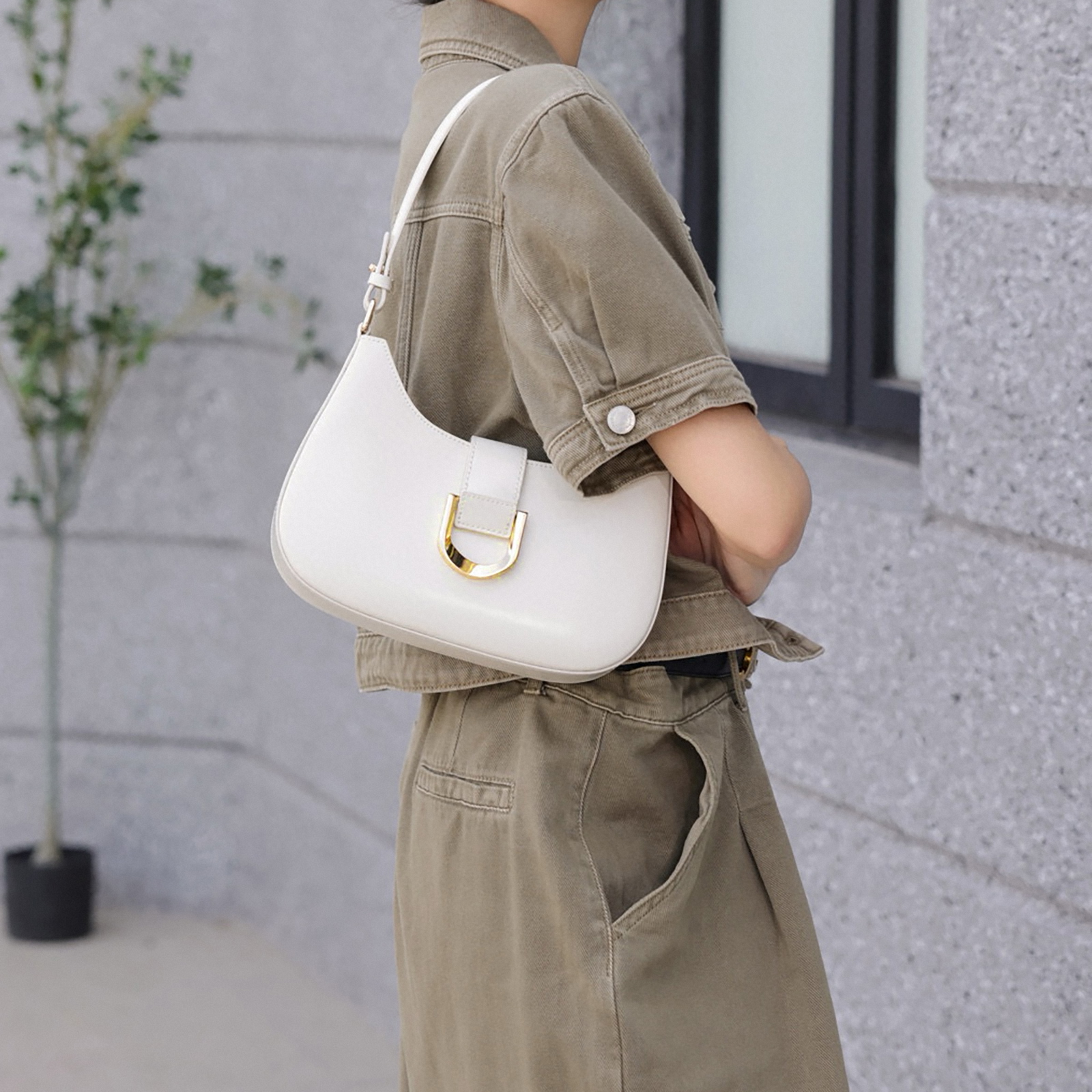 Women's Leather Shoulder Bags, Elegant Leather Purse, Minimal Design Shoulder Bag