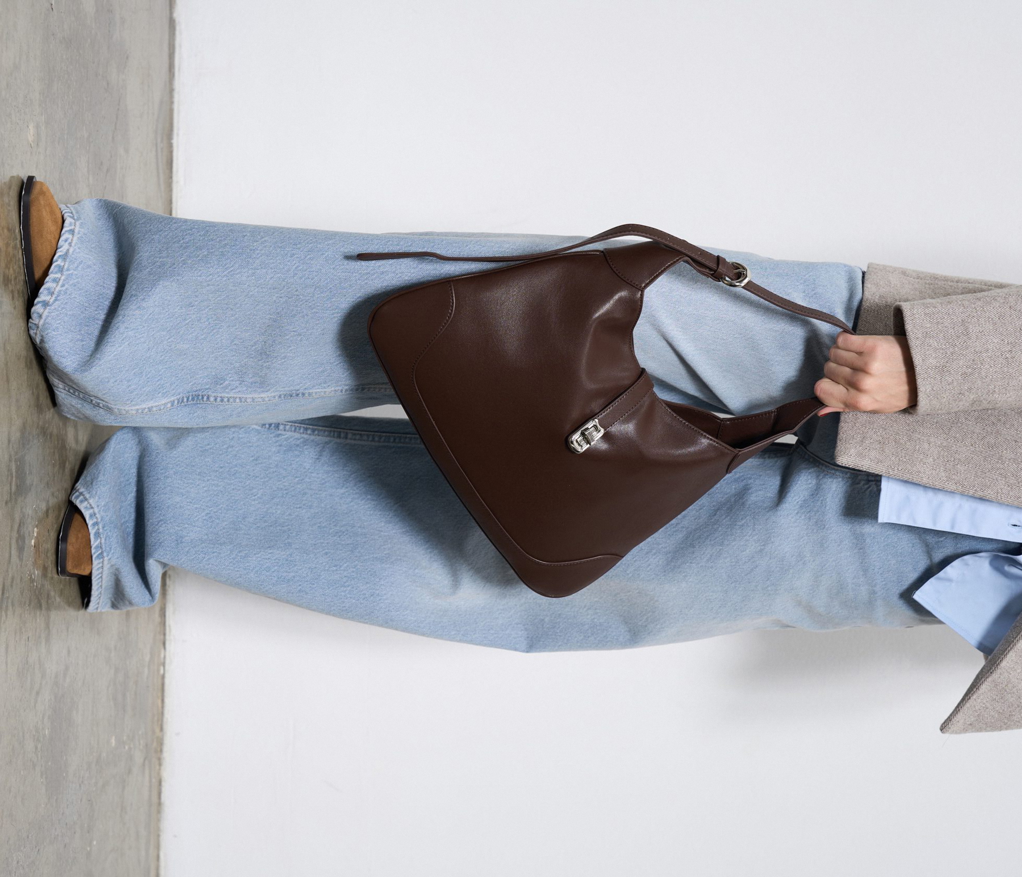 Minimal Design Leather Shoulder Bag, Leather Tote Bags, Women's Shoulder Bags
