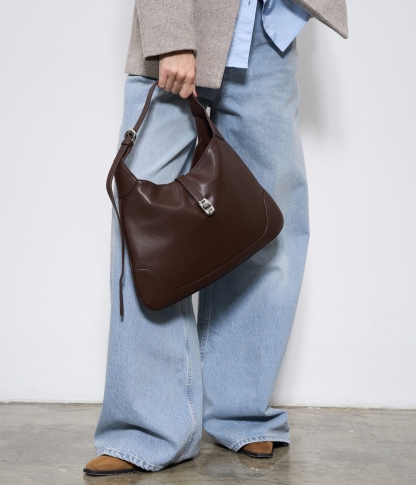 Minimal Design Leather Shoulder Bag, Leather Tote Bags, Women's Shoulder Bags