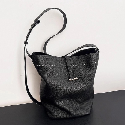 Genuine Cow Leather Tote Bag, Women's Shoulder Bag, Minimal Design Handbags