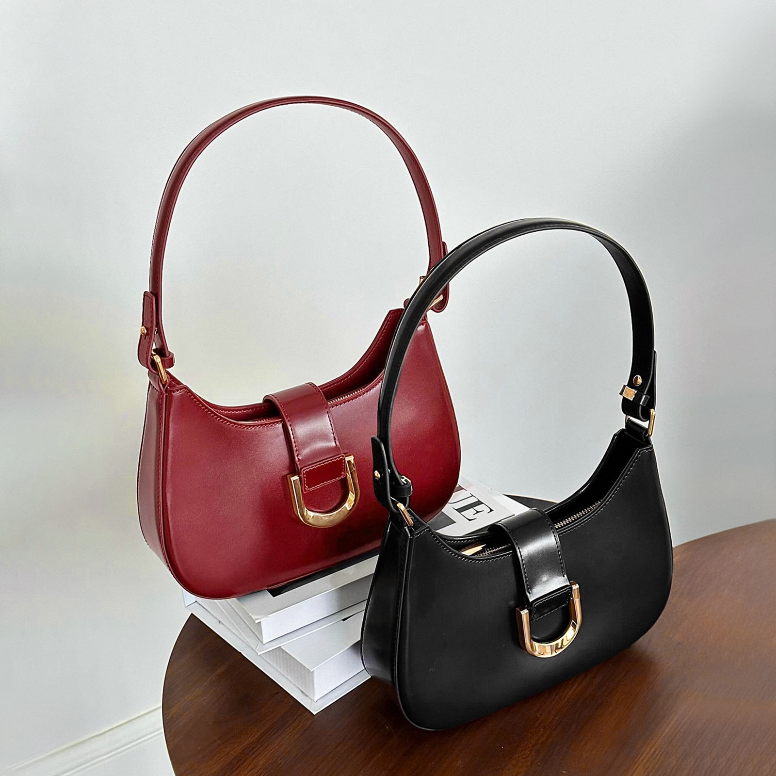 Women's Leather Shoulder Bags, Elegant Leather Purse, Minimal Design Shoulder Bag