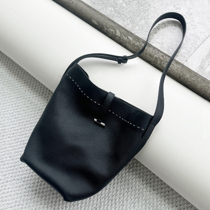 Genuine Cow Leather Tote Bag, Women's Shoulder Bag, Minimal Design Handbags