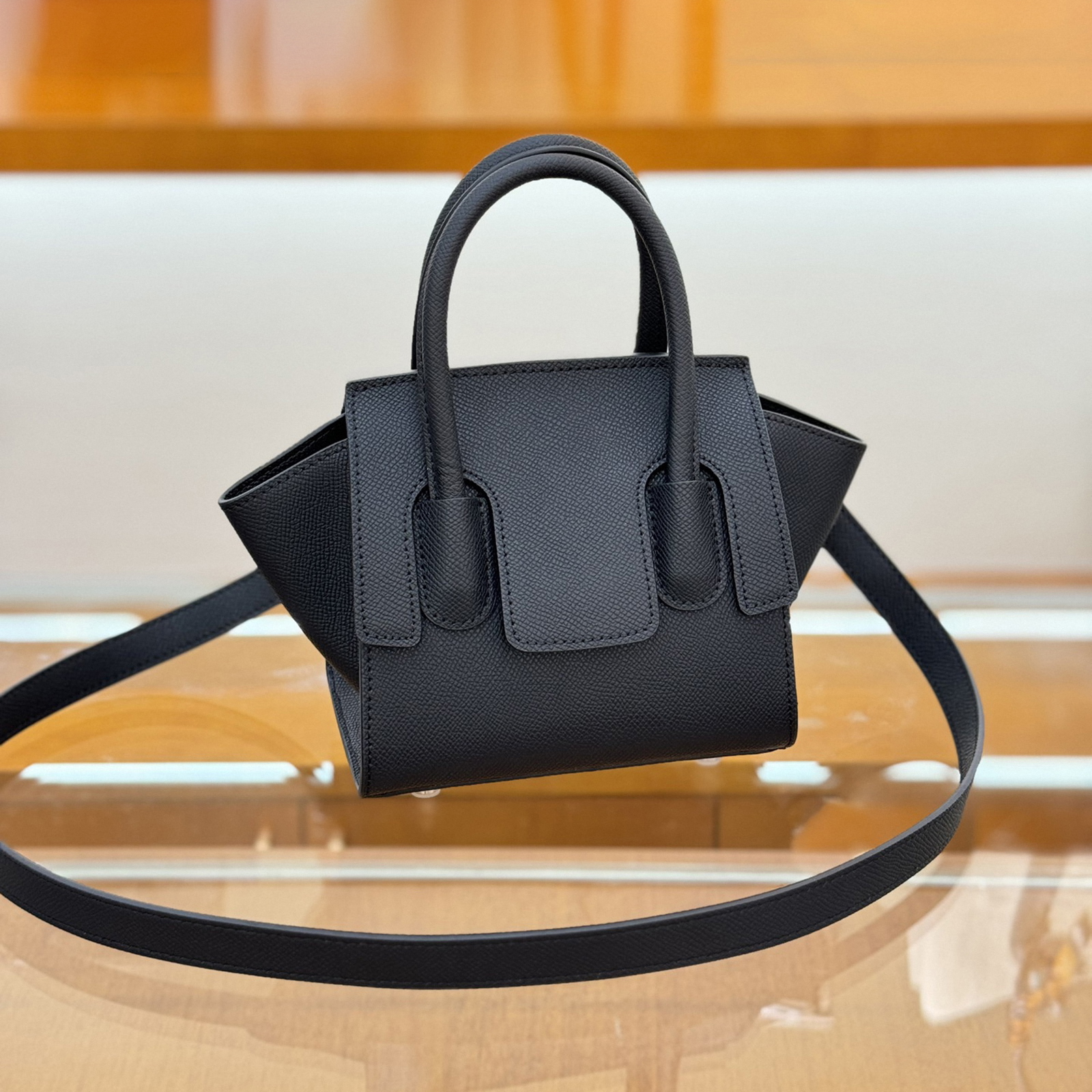 Small Leather Top Handle Bag, Mini leather Shoulder Bags, Minimal Timeless Design Purse