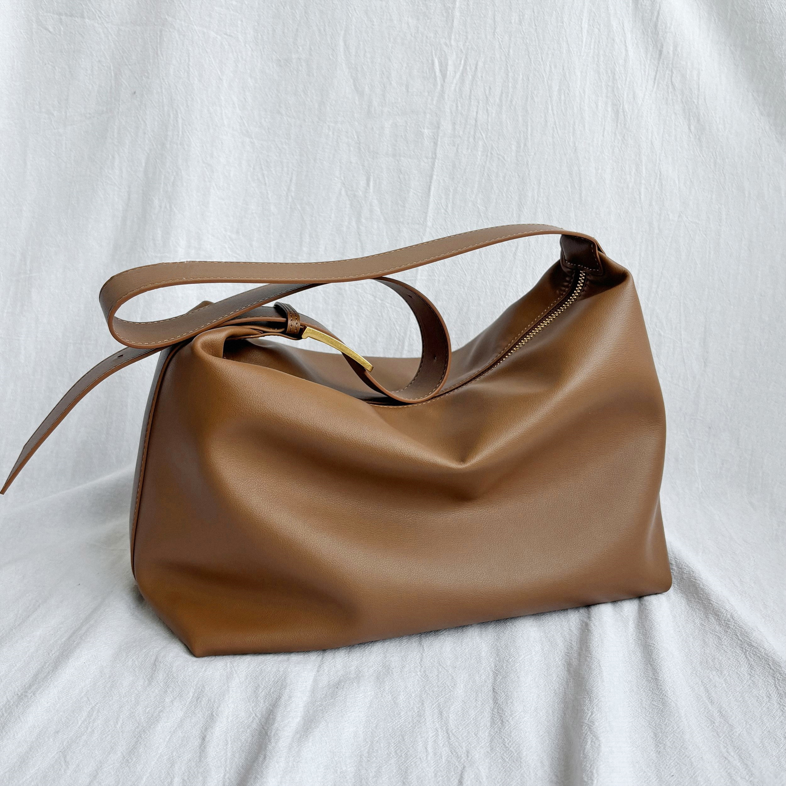 Minimal Design Tote Bags, Soft Leather Shoulder Bags, Large Tote Bag