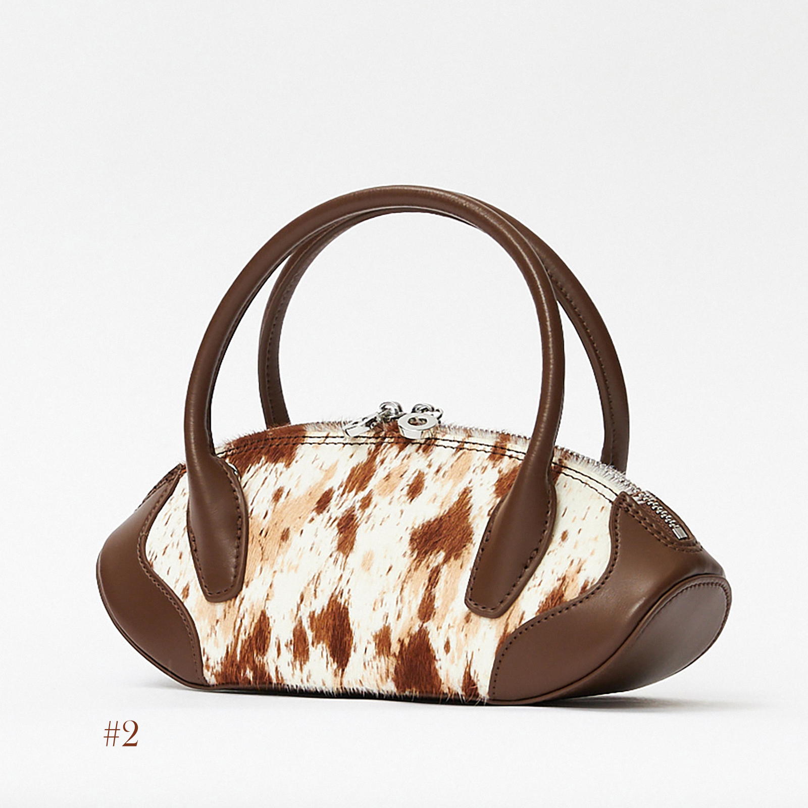 Small Leather Tote Bag, Pony Hair Leather Top Handle Bags, Women's Leather Shoulder Bag