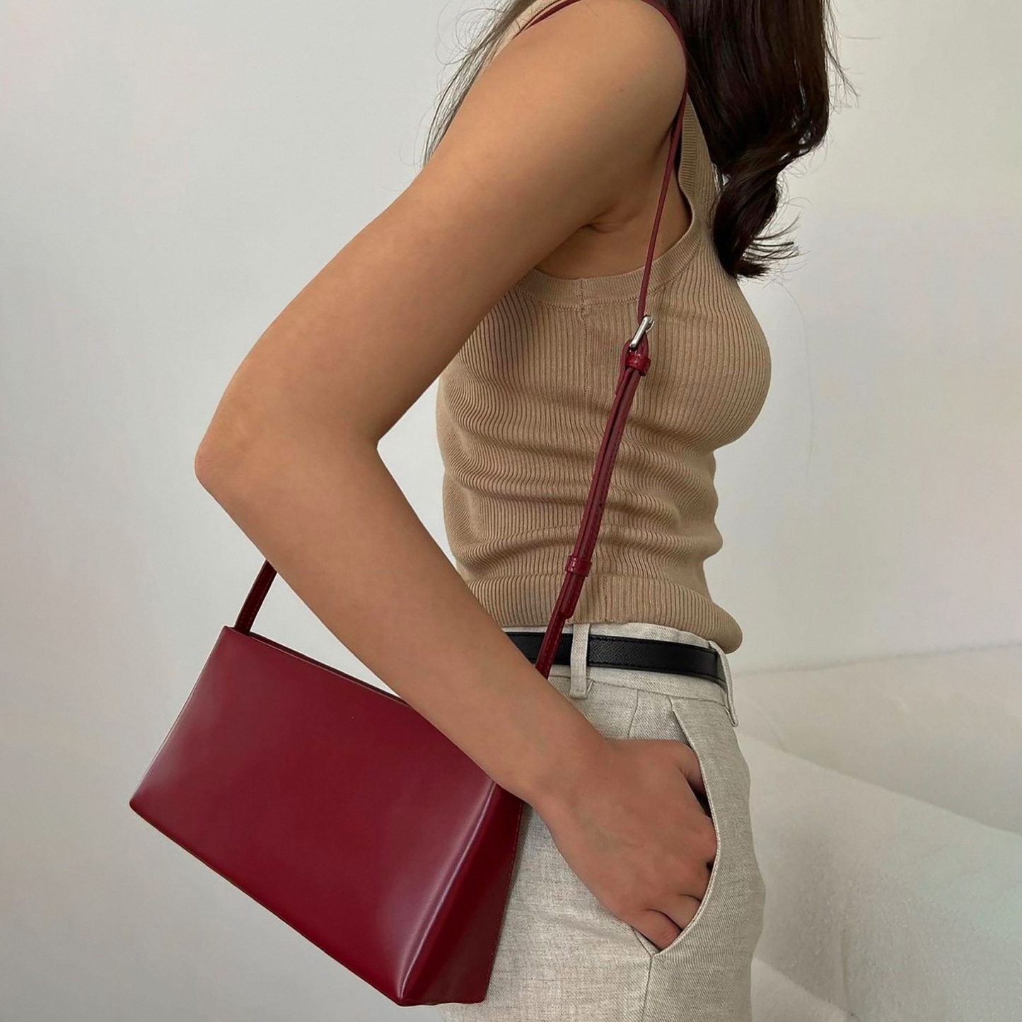 Minimal Shoulder Bags, Women's Leather Handbags, Timeless Design Shoulder Bags