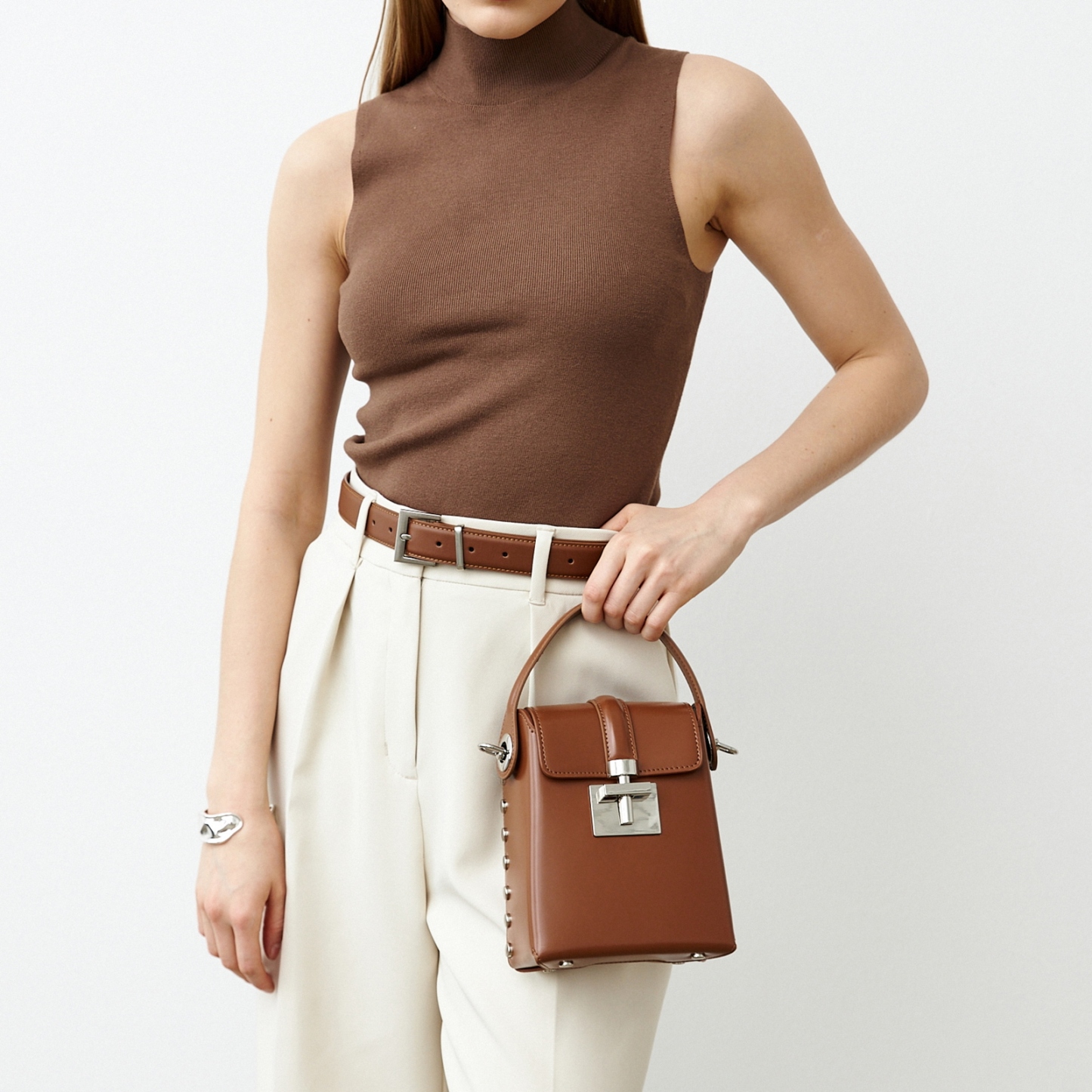 Leather Shoulder Bags, Leather Box Bag, Minimal Design Shoulder Bag