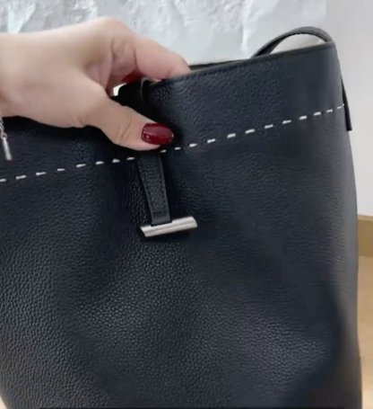 Genuine Cow Leather Tote Bag, Women's Shoulder Bag, Minimal Design Handbags