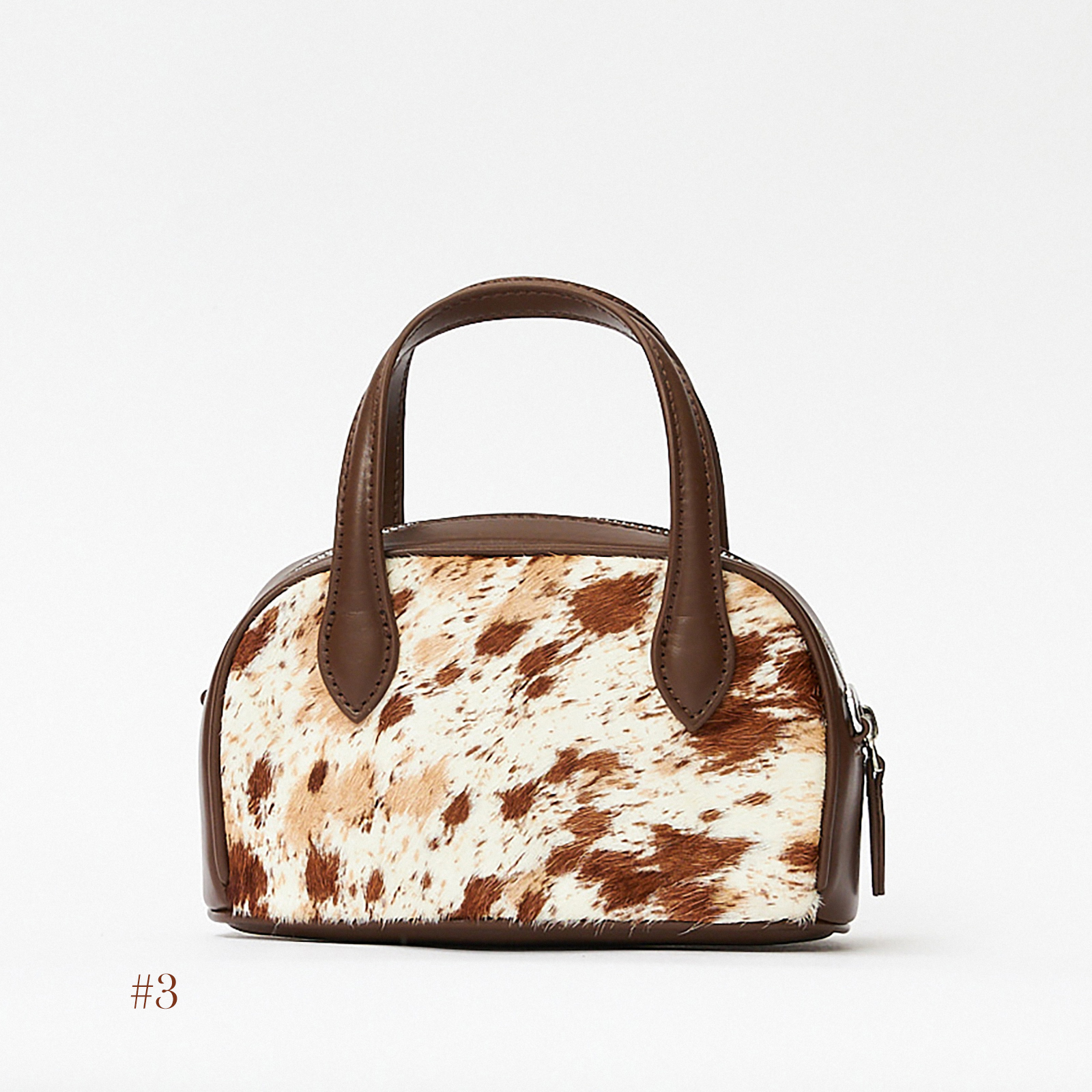 Small Leather Tote Bag, Pony Hair Leather Top Handle Bags, Women's Leather Shoulder Bag