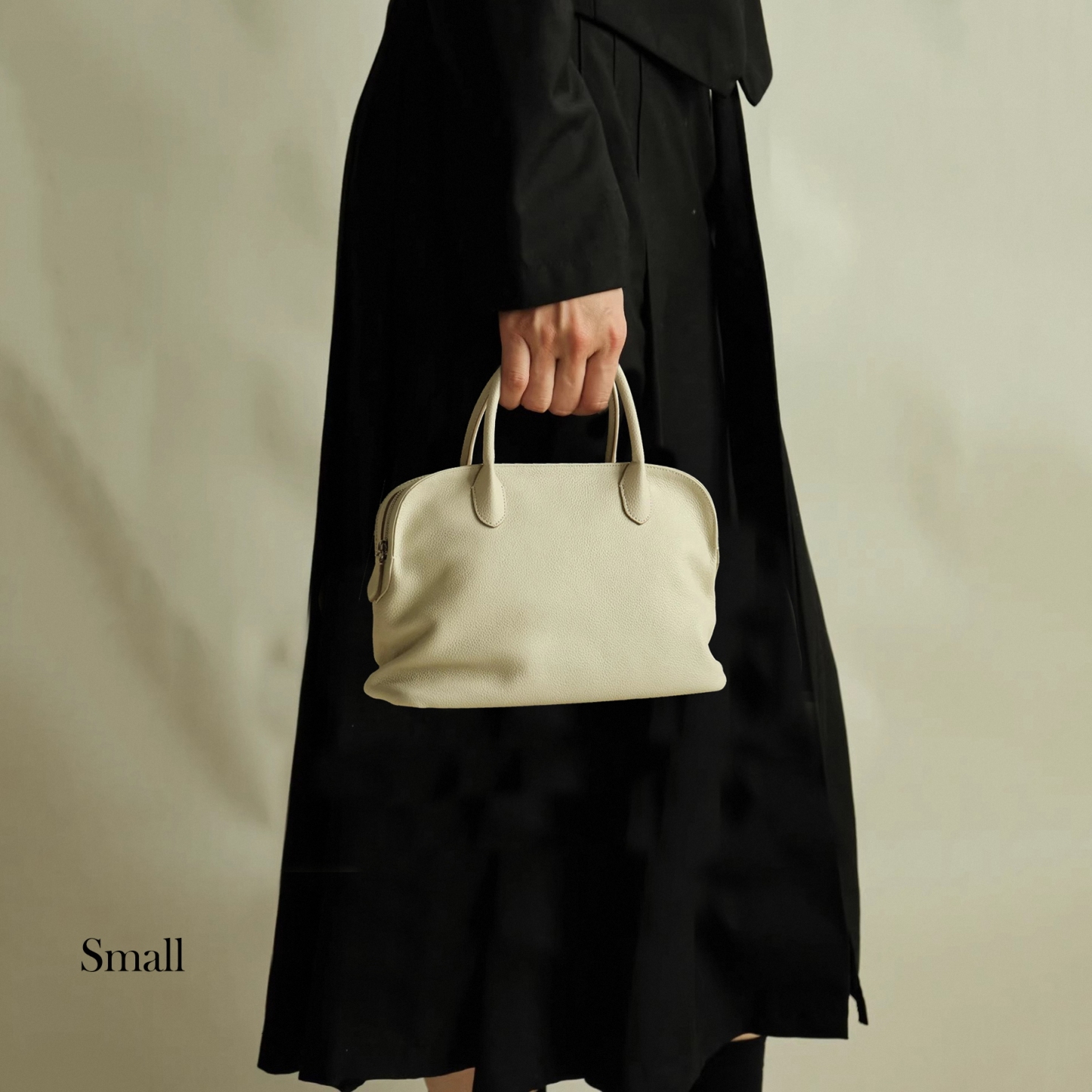 Pebbled Leather Top Handle Bag, Genuine Leather Shoulder Bags, Minimal Design Handbag