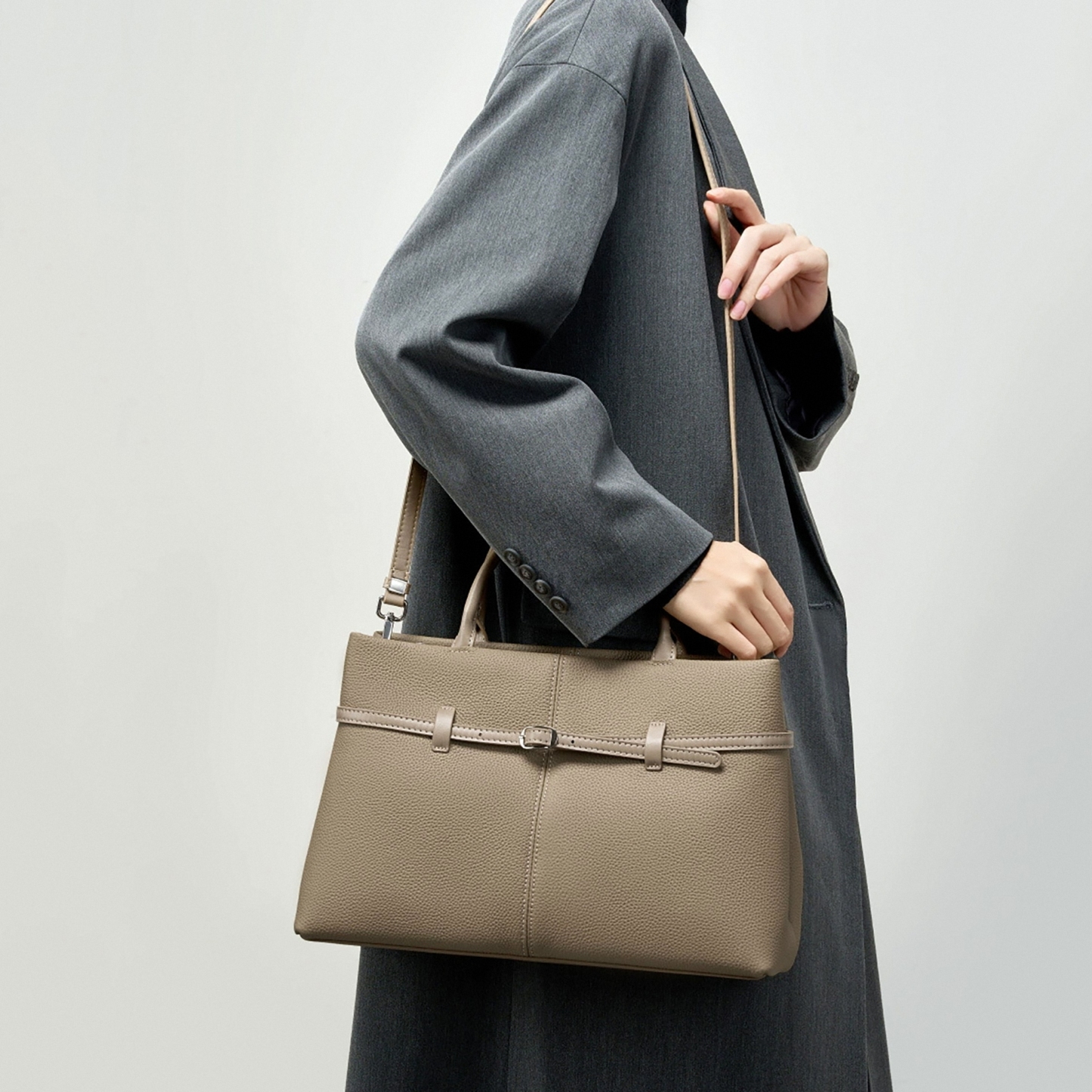 Grained Leather Tote Bags, Classic Design Leather Top Handle Bags, Leather Shoulder Bags