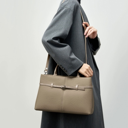 Grained Leather Tote Bags, Classic Design Leather Top Handle Bags, Leather Shoulder Bags