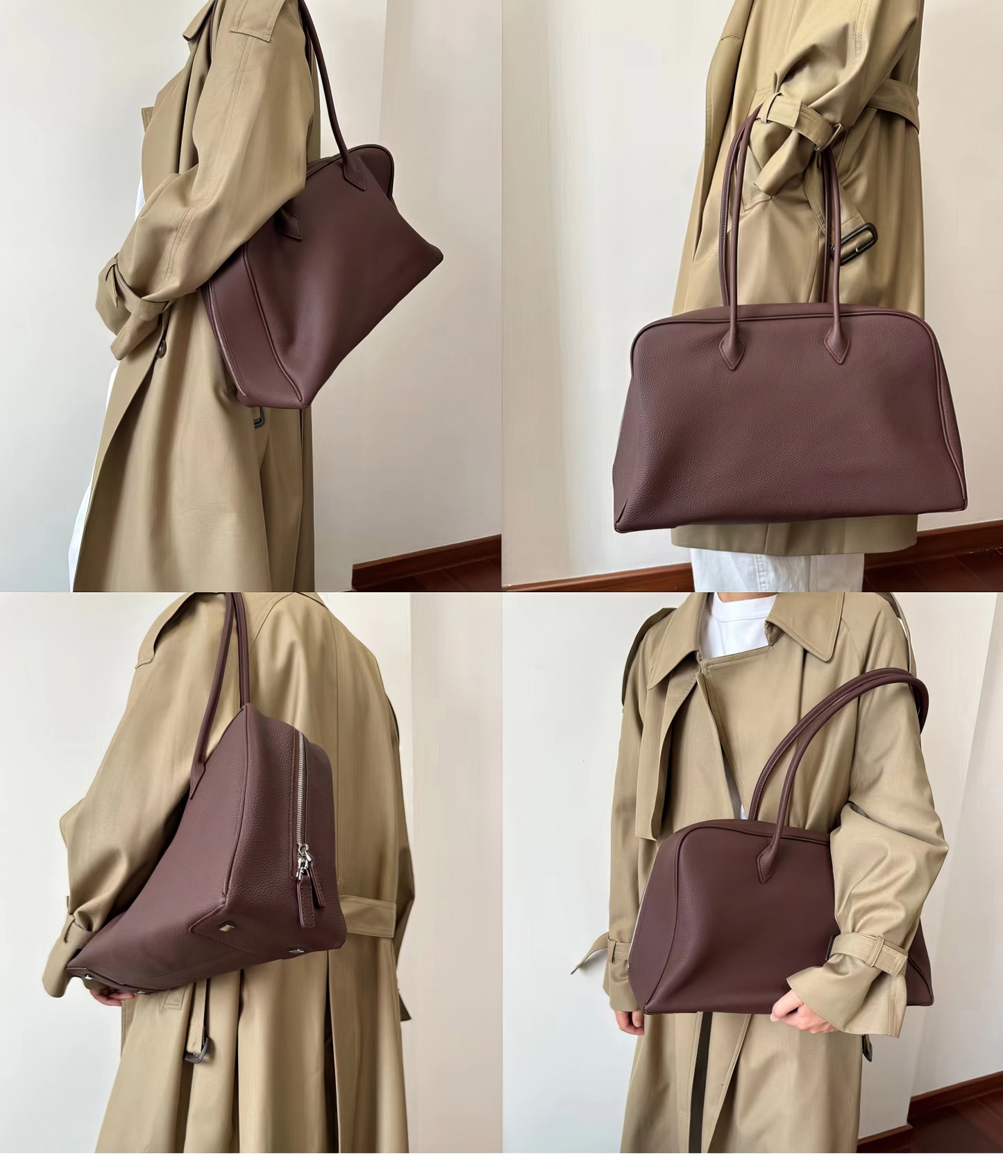 Soft Leather Top Handle Bag, Classic Minimal Tote Bags, Large Leather Tote