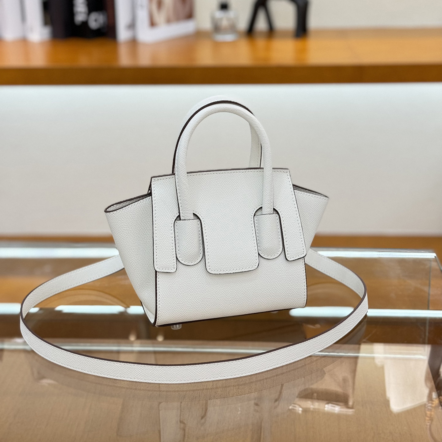 Small Leather Top Handle Bag, Mini leather Shoulder Bags, Minimal Timeless Design Purse