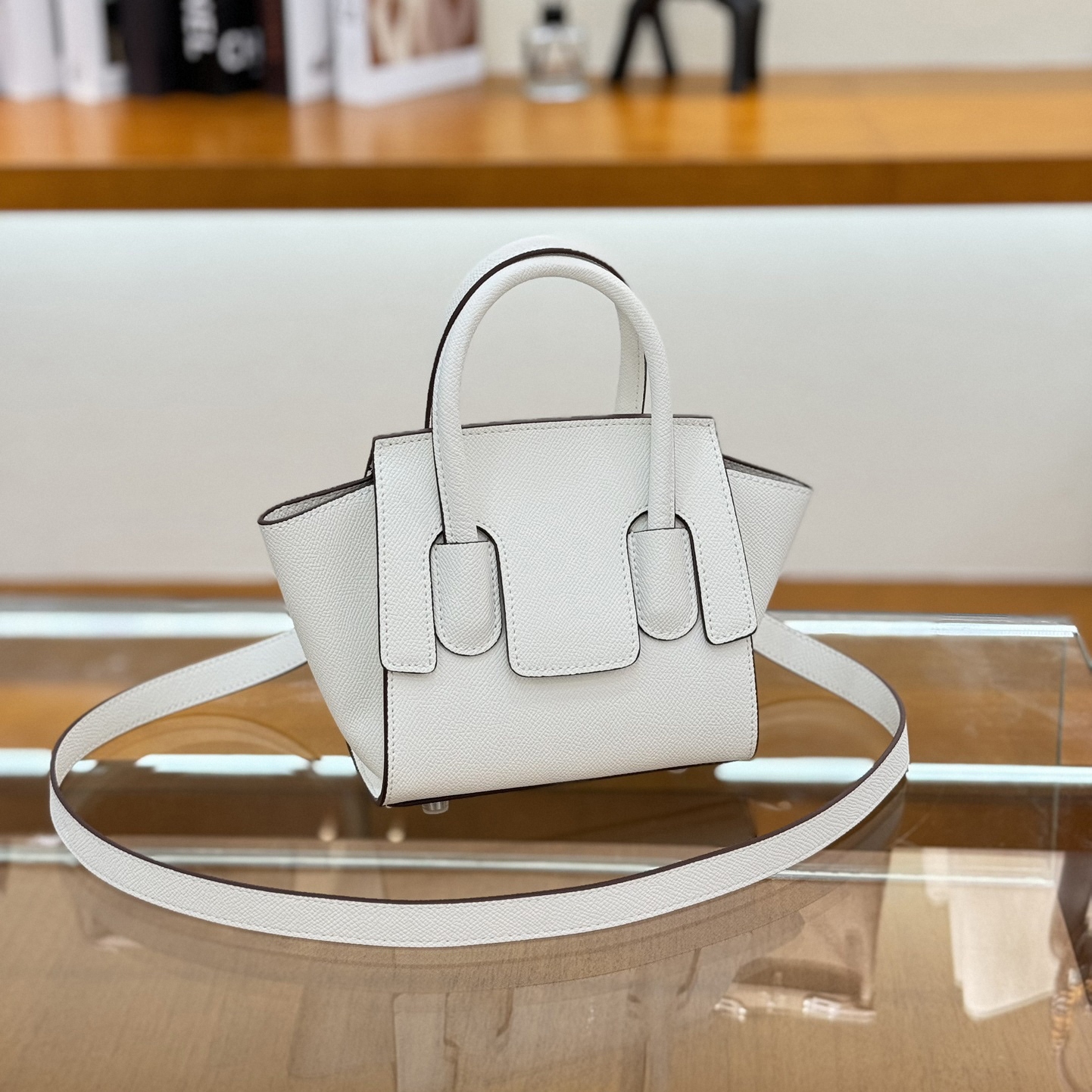 Small Leather Top Handle Bag, Mini leather Shoulder Bags, Minimal Timeless Design Purse