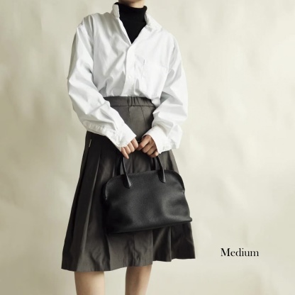 Pebbled Leather Top Handle Bag, Genuine Leather Shoulder Bags, Minimal Design Handbag