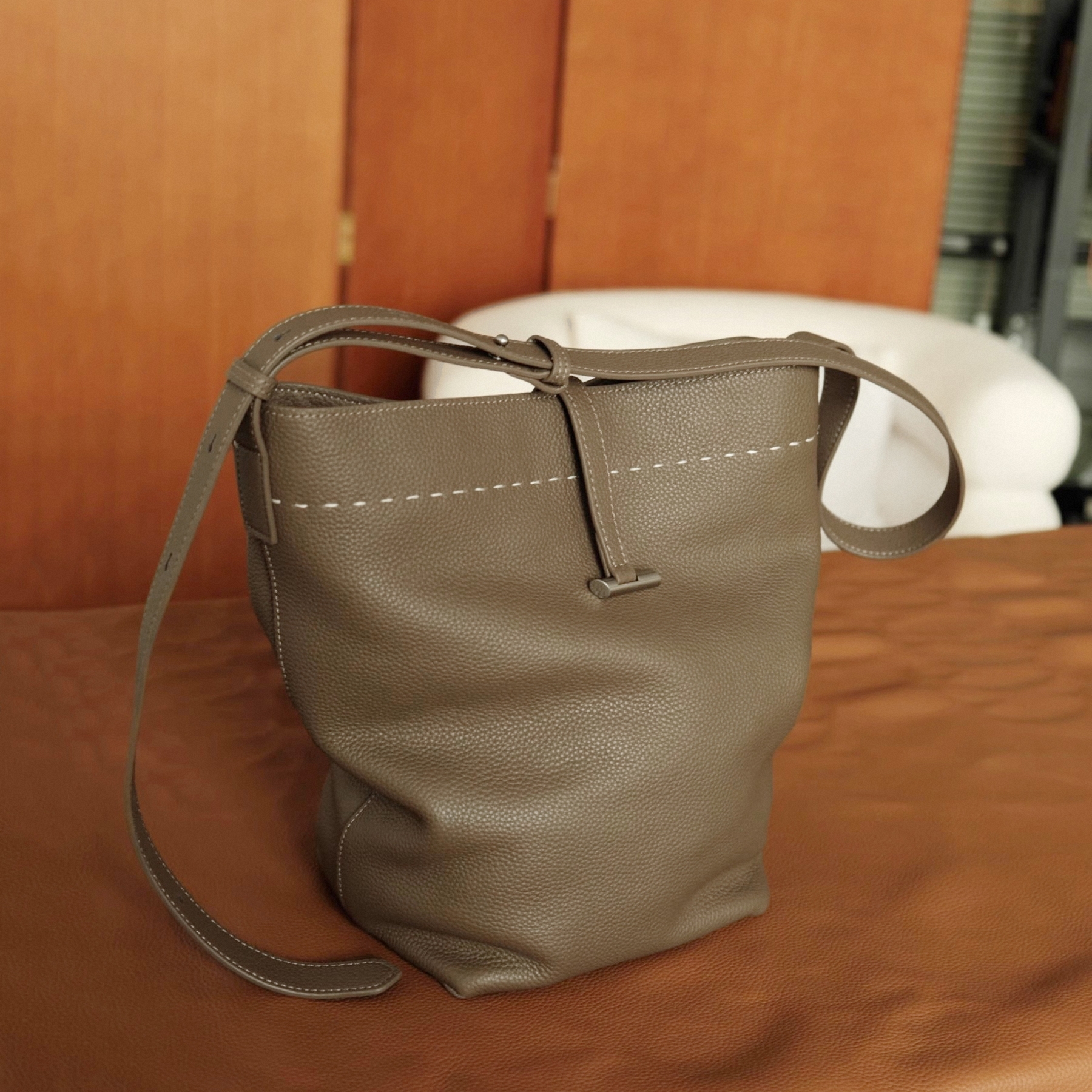 Genuine Cow Leather Tote Bag, Women's Shoulder Bag, Minimal Design Handbags