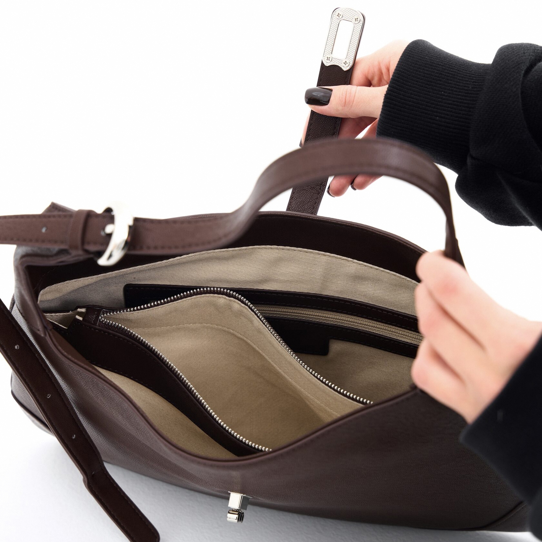 Minimal Design Leather Shoulder Bag, Leather Tote Bags, Women's Shoulder Bags