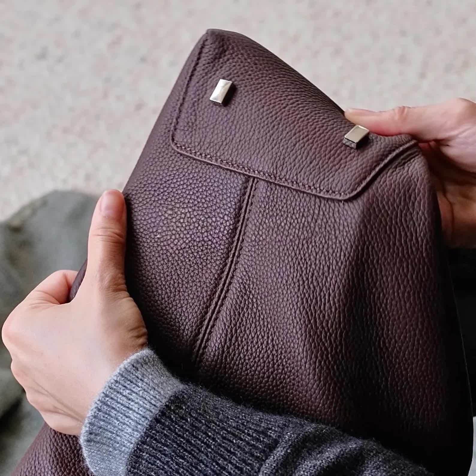 Soft Leather Top Handle Bag, Classic Minimal Tote Bags, Large Leather Tote