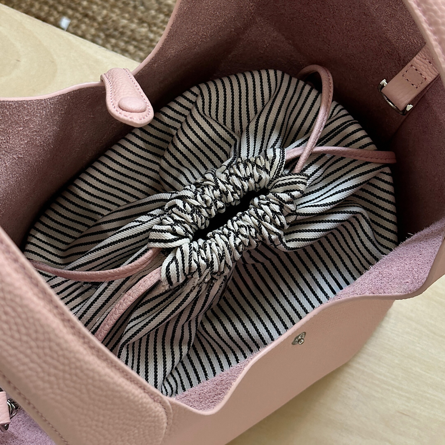 Minimal Leather Tote Bag, Women's Leather Bucket Bags, Leather Shoulder Bag