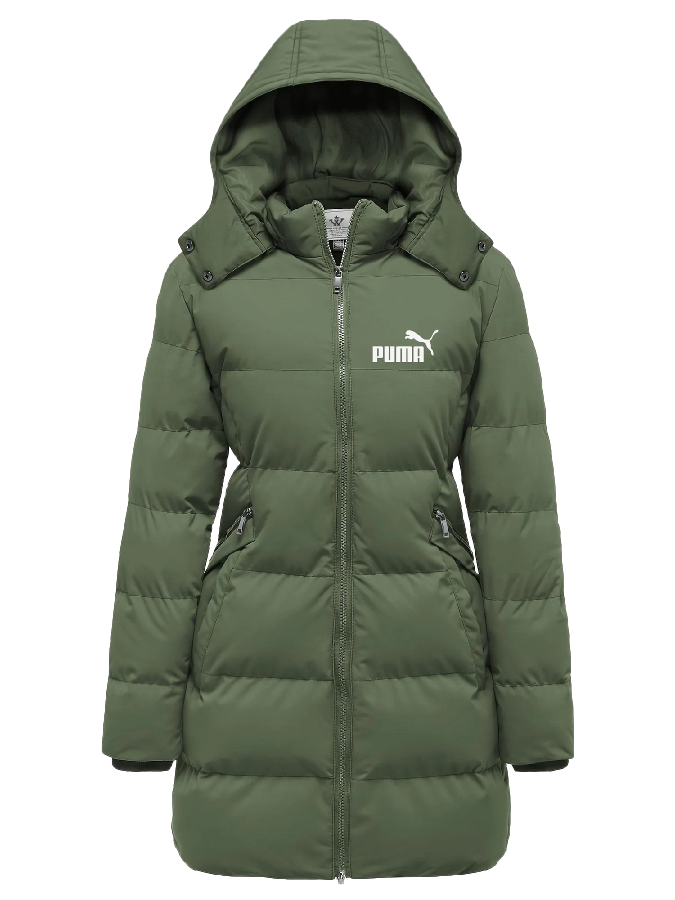 Damska elegancka wodoodporna kurtka puchowa – wiatroszczelna, ciepła pikowana kurtka z odpinanym kapturem i wieloma kieszeniami