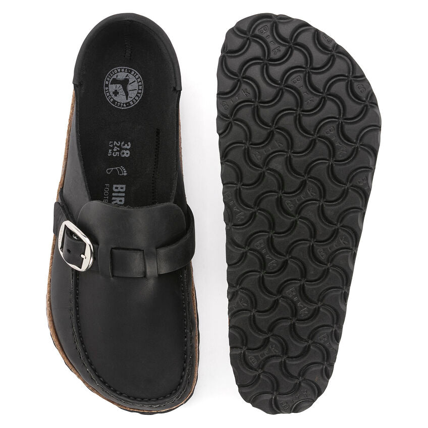 Birkenstock Damskie Klapki Buckley Oiled Leather Clog - Czarne