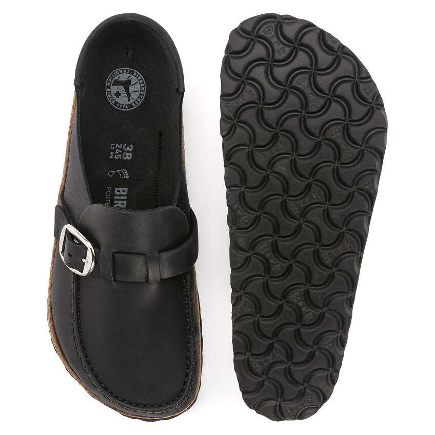 Birkenstock Damskie Klapki Buckley Oiled Leather Clog - Czarne
