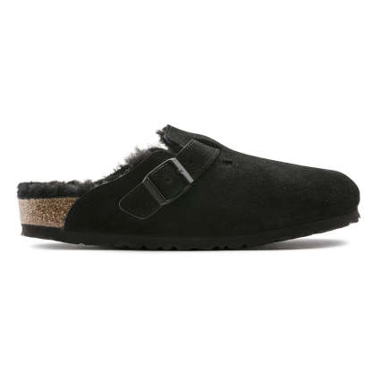 Birkenstock Unisex Boston Shearling Zamsz Skóra - Czarny