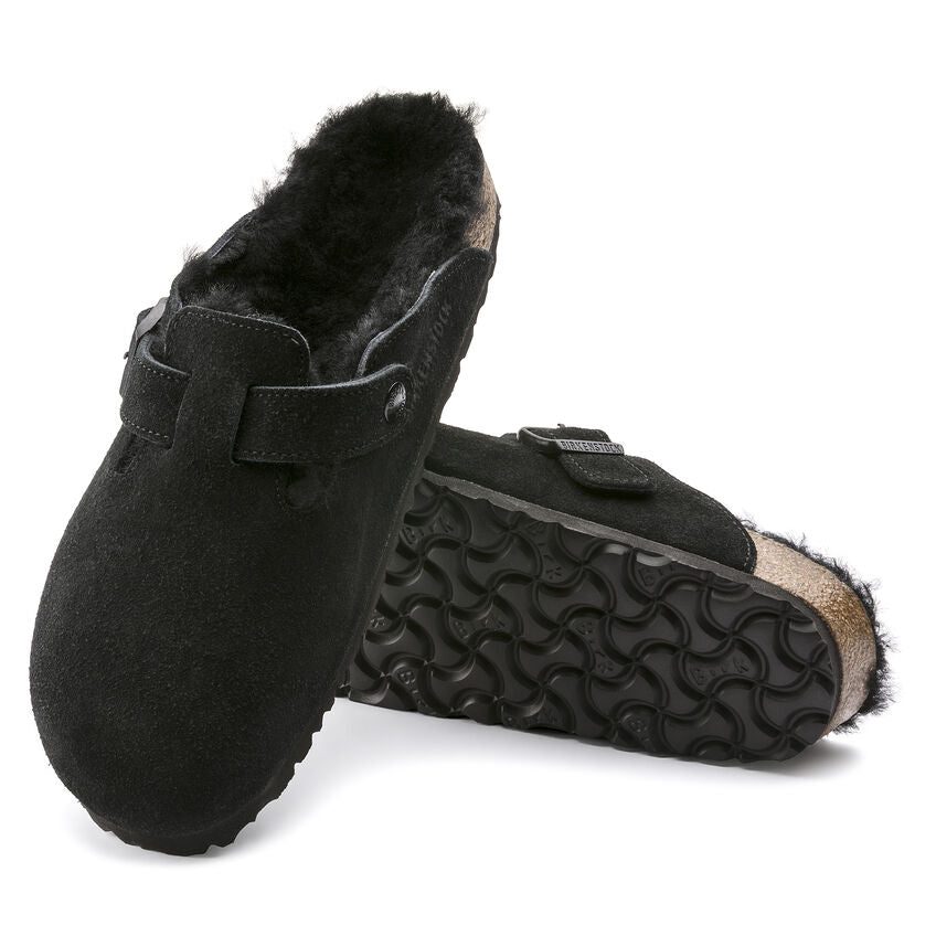 Birkenstock Unisex Boston Shearling Zamsz Skóra - Czarny