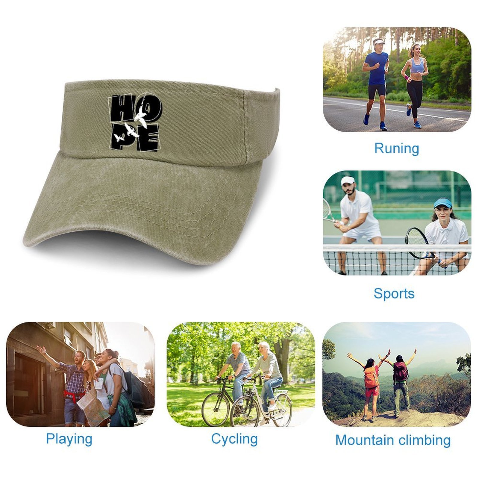 Adjustable Cotton Sun Visor Hat for Men Women