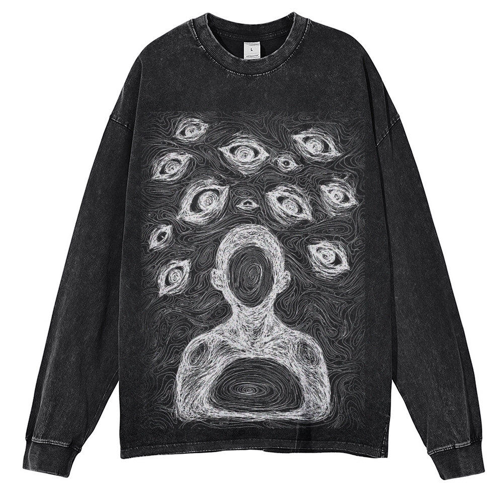 Crewneck Sweatshirt for Men Long Sleeve Vintage Acid Wash Sweatshirt