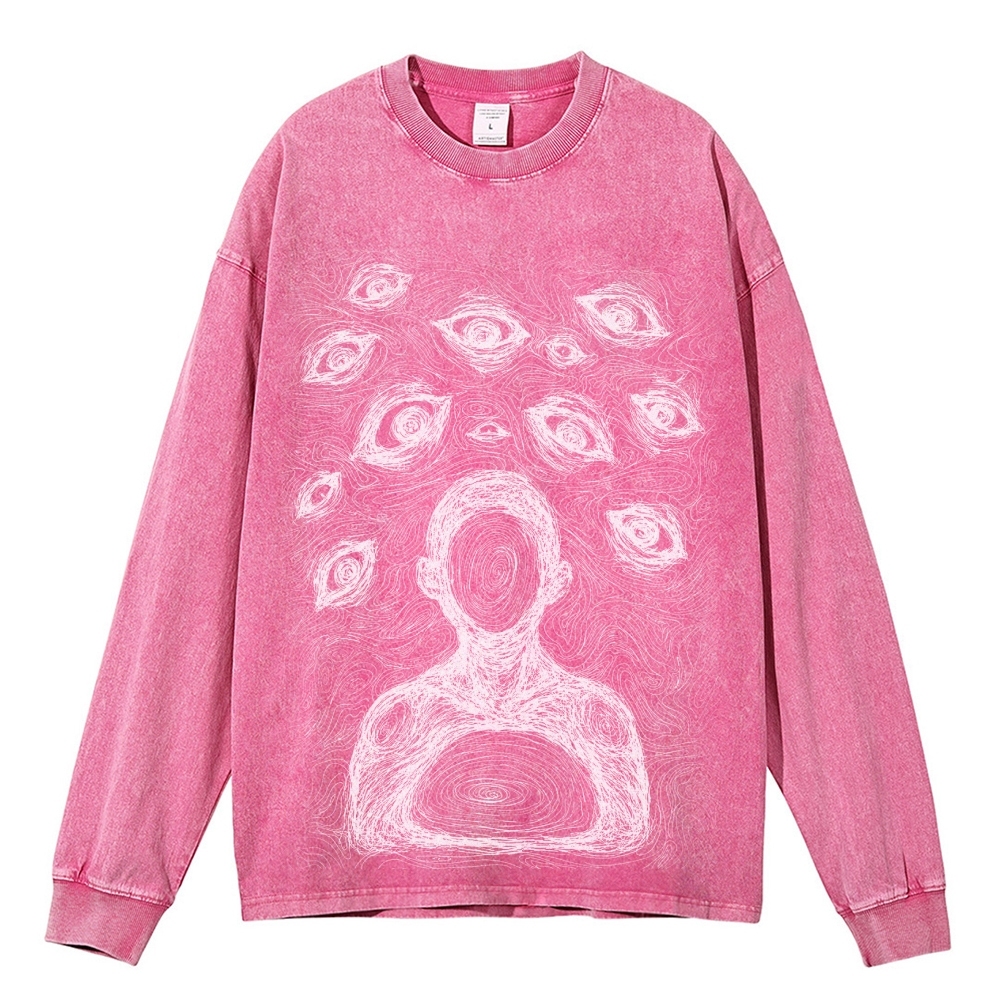 Crewneck Sweatshirt for Men Long Sleeve Vintage Acid Wash Sweatshirt